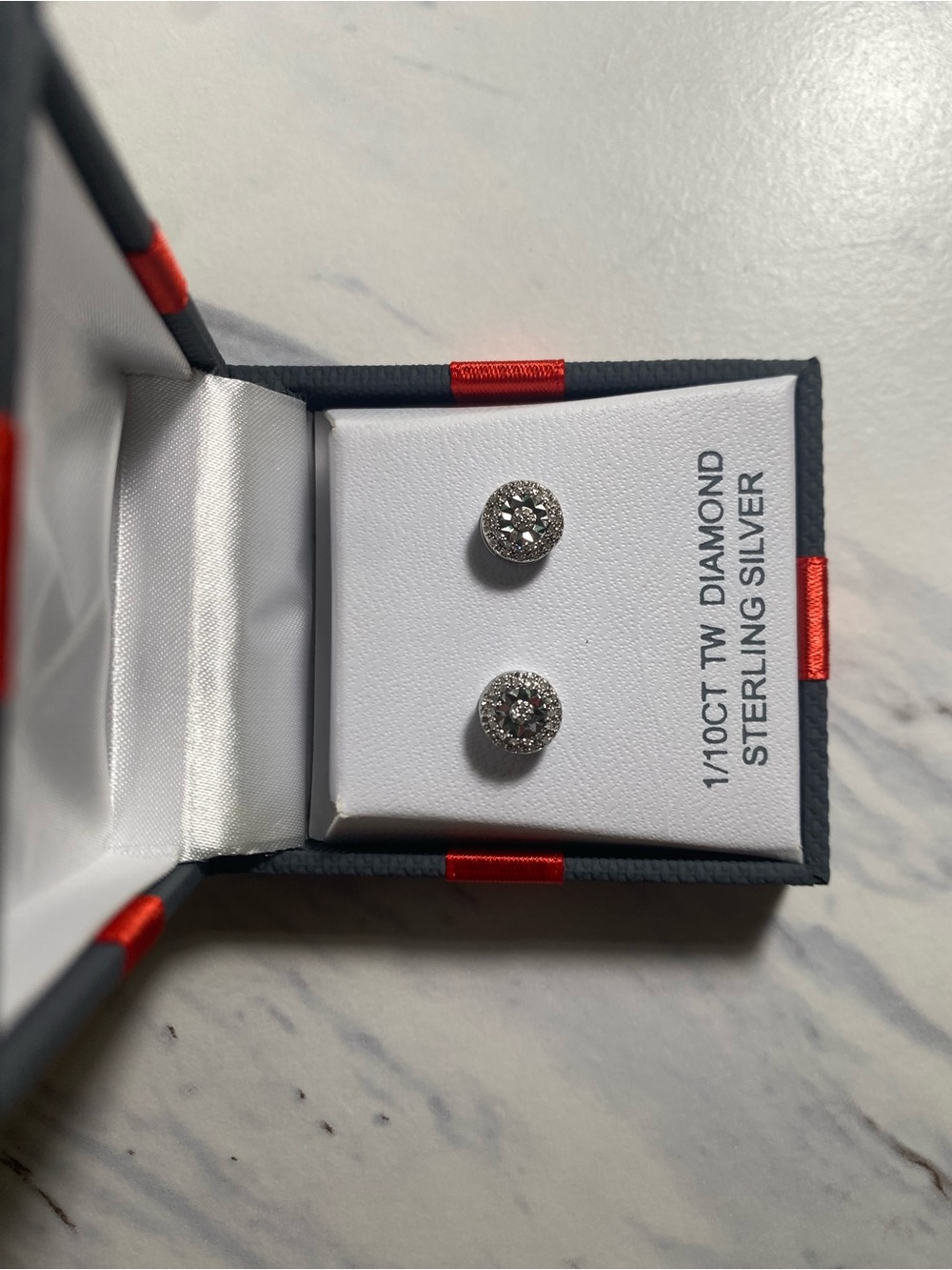 Sterling Silver Diamond Stud Earrings